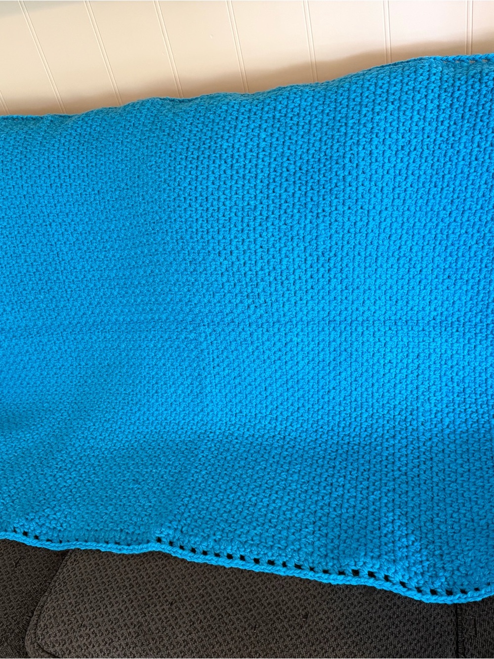 Handmade Bright Turquoise Knit Throw Blanket